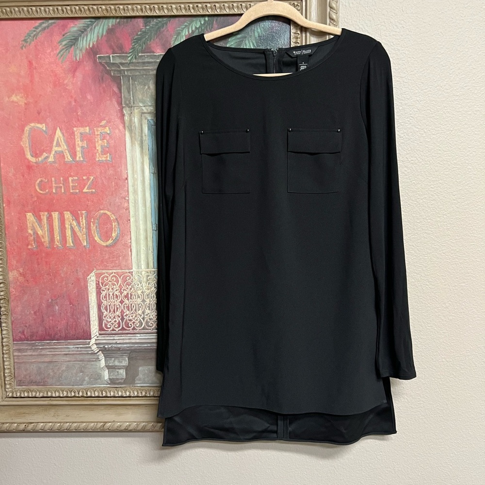 White House Black Market Women's Black Long Sleeve Tunic